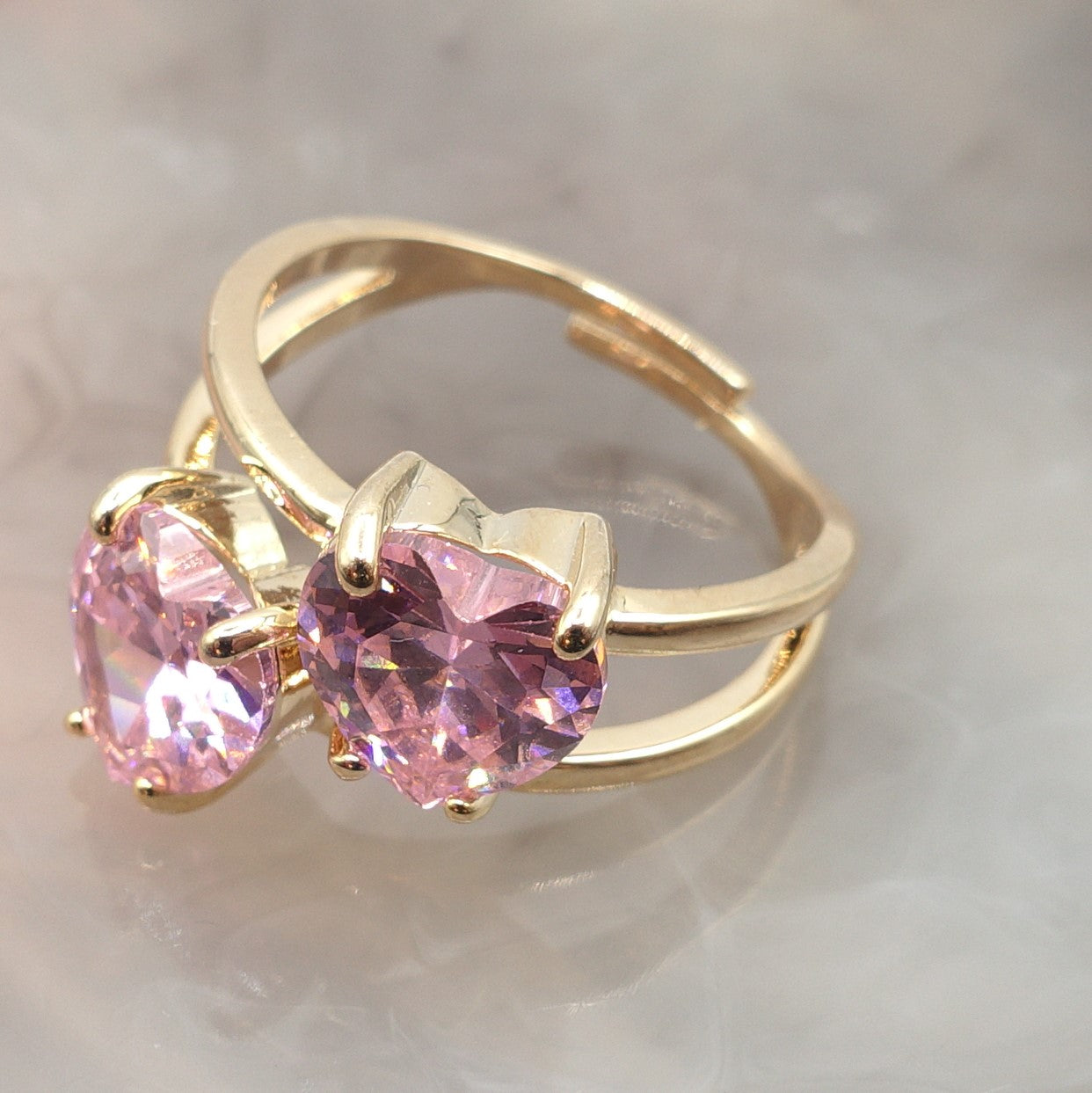 Camille ~ ANELLO cuore doppio contrariè in cubic zirconia