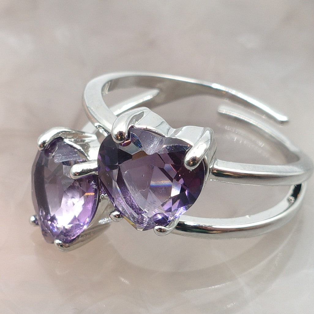 Camille ~ ANELLO cuore doppio contrariè in cubic zirconia
