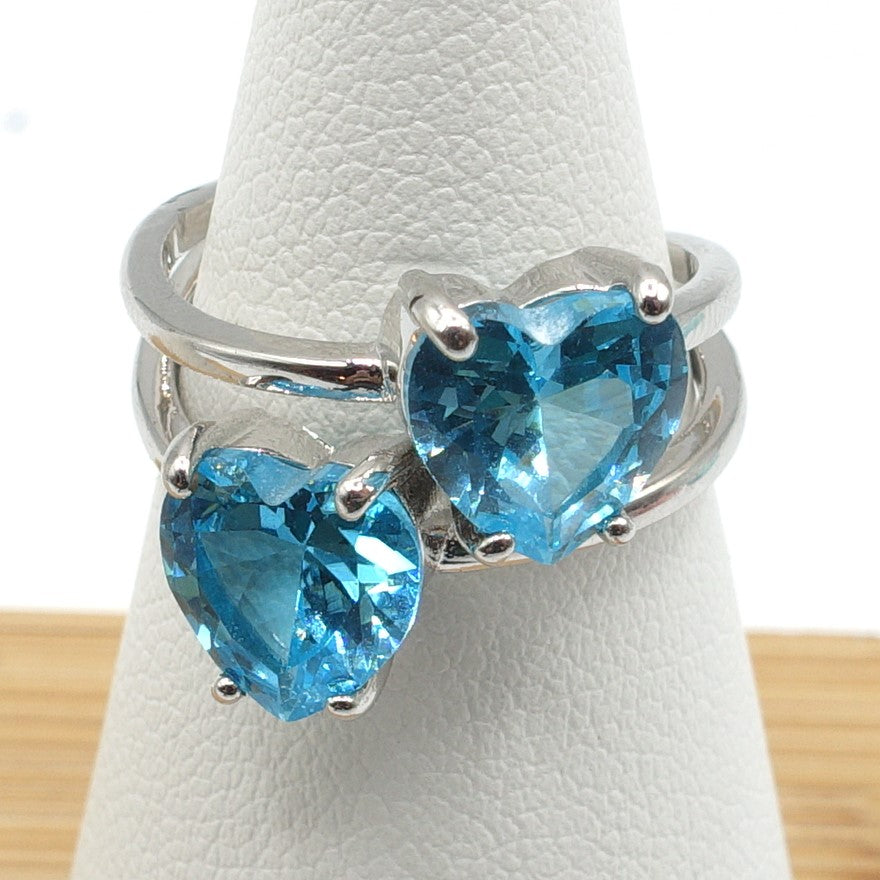 Camille ~ ANELLO cuore doppio contrariè in cubic zirconia