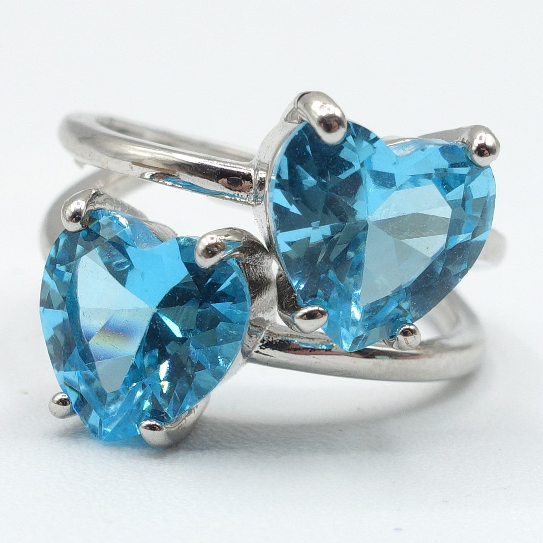 Camille ~ ANELLO cuore doppio contrariè in cubic zirconia