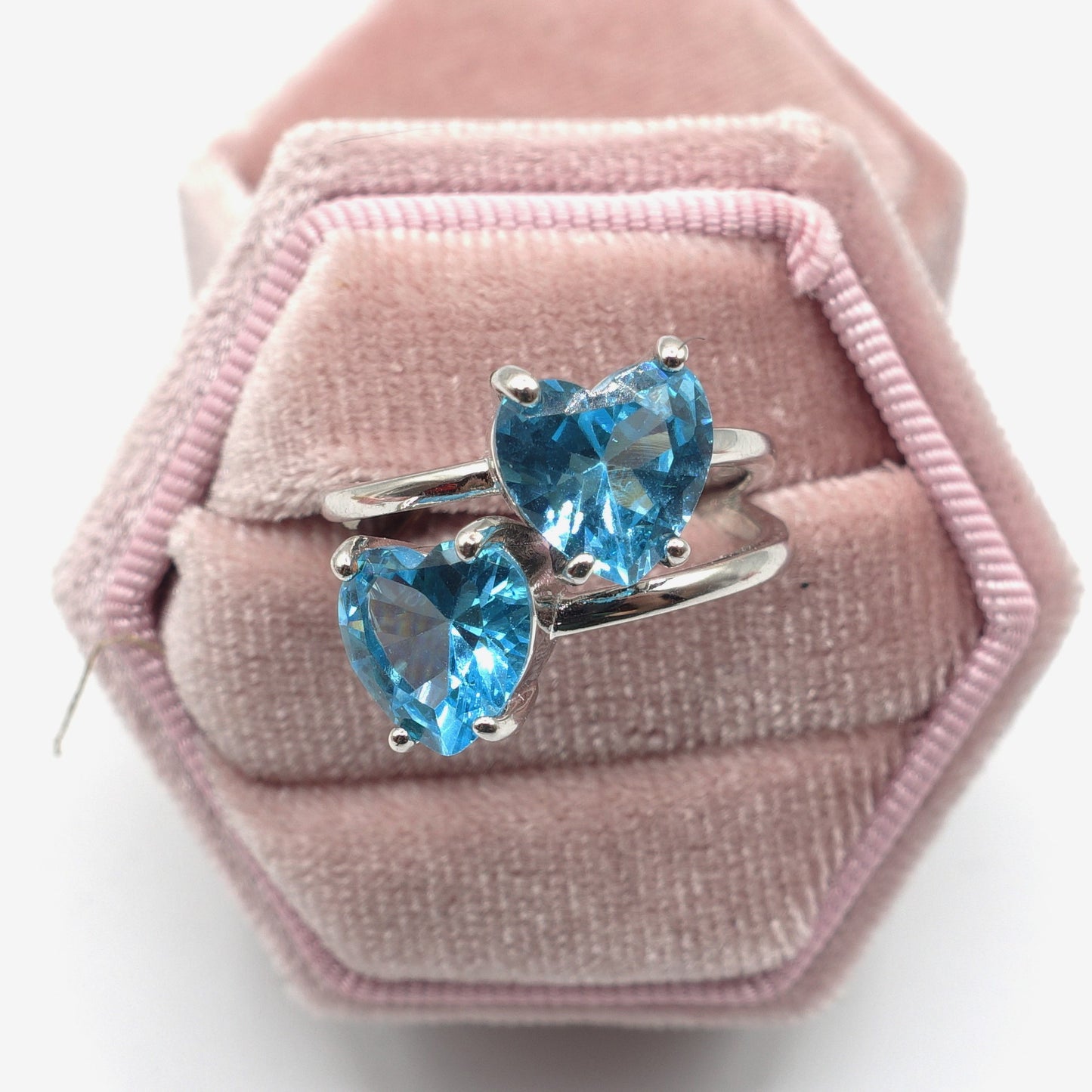 Camille ~ ANELLO cuore doppio contrariè in cubic zirconia