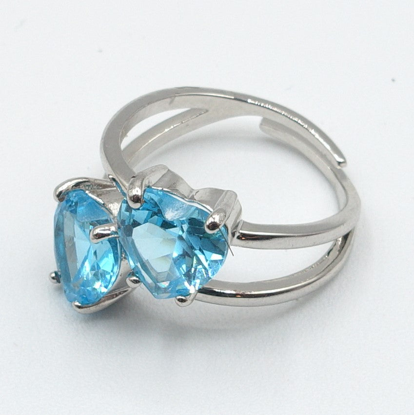 Camille ~ ANELLO cuore doppio contrariè in cubic zirconia