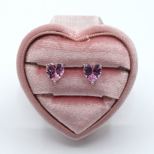 Orecchini punto luce a forma di cuore in zircone-Acciaio inossidabile-