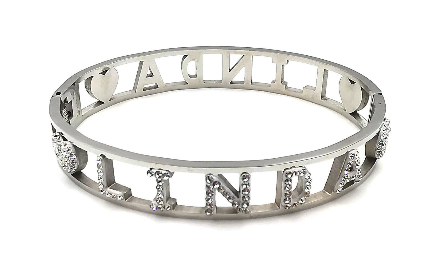 "IL MIO NOME"-BRACCIALE A MANETTA IN ACCIAIO INOSSIDABILE E ZIRCONI