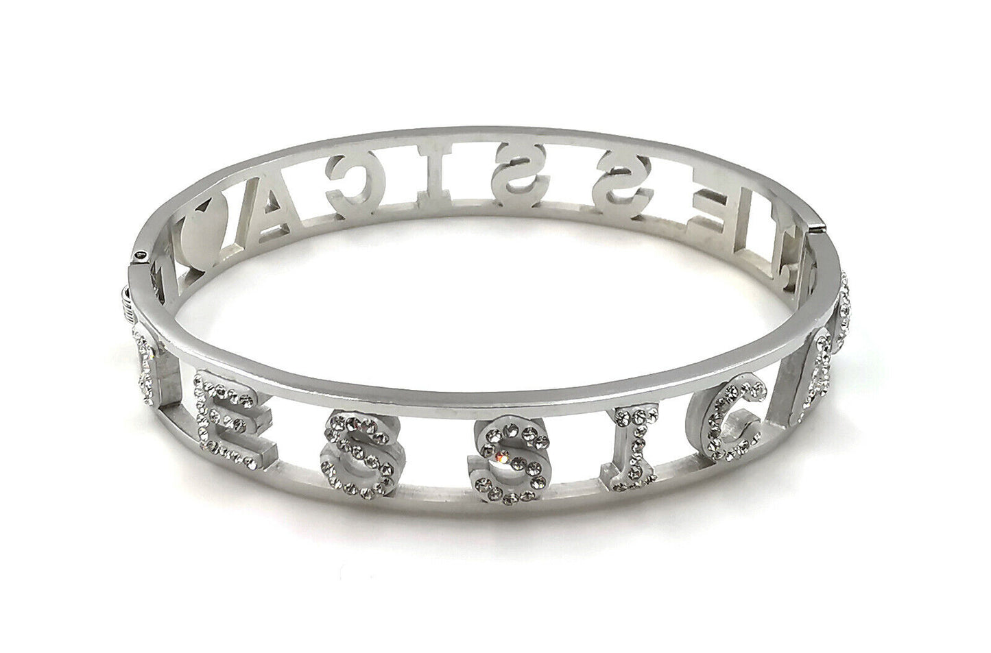 "IL MIO NOME"-BRACCIALE A MANETTA IN ACCIAIO INOSSIDABILE E ZIRCONI
