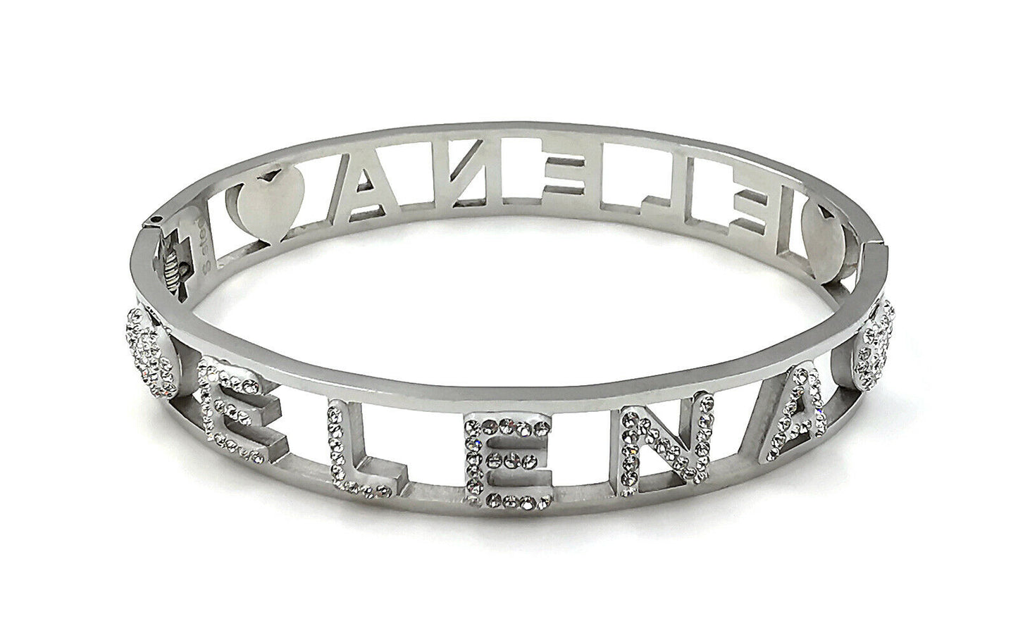 "IL MIO NOME"-BRACCIALE A MANETTA IN ACCIAIO INOSSIDABILE E ZIRCONI