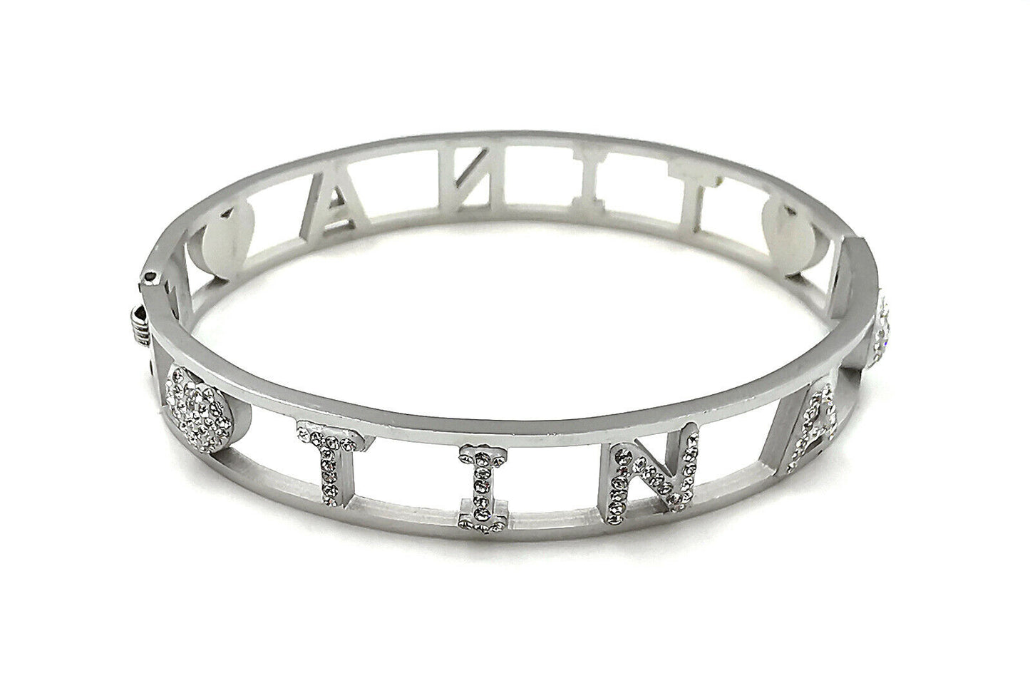 "IL MIO NOME"-BRACCIALE A MANETTA IN ACCIAIO INOSSIDABILE E ZIRCONI