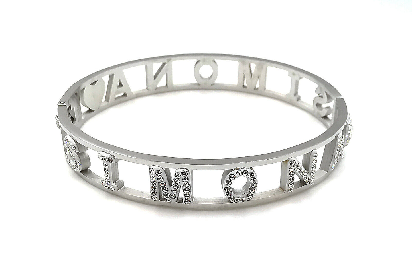 "IL MIO NOME"-BRACCIALE A MANETTA IN ACCIAIO INOSSIDABILE E ZIRCONI
