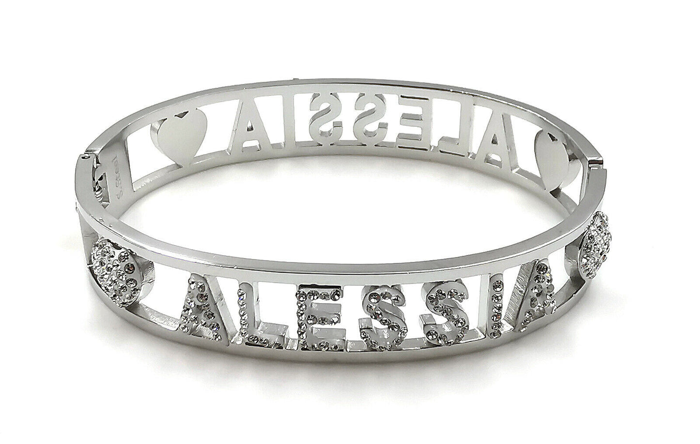 "IL MIO NOME"-BRACCIALE A MANETTA IN ACCIAIO INOSSIDABILE E ZIRCONI