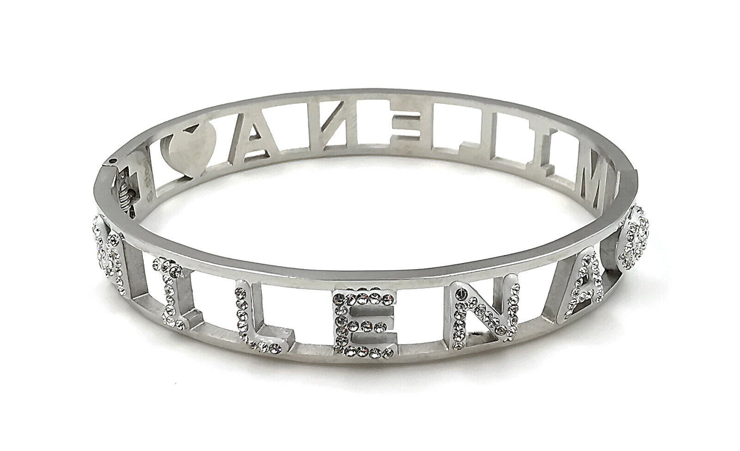"IL MIO NOME"-BRACCIALE A MANETTA IN ACCIAIO INOSSIDABILE E ZIRCONI