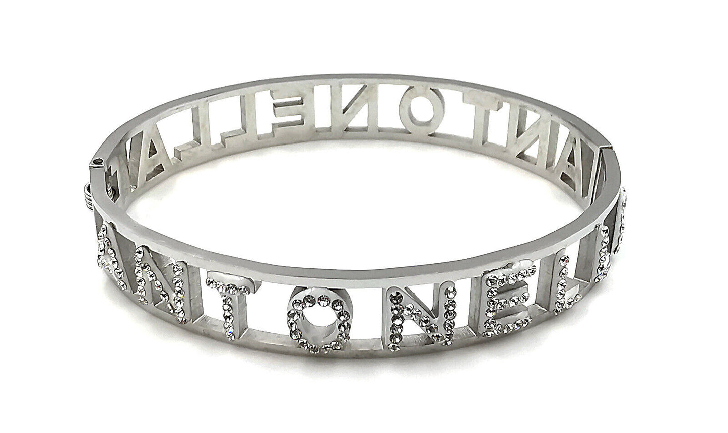 "IL MIO NOME"-BRACCIALE A MANETTA IN ACCIAIO INOSSIDABILE E ZIRCONI