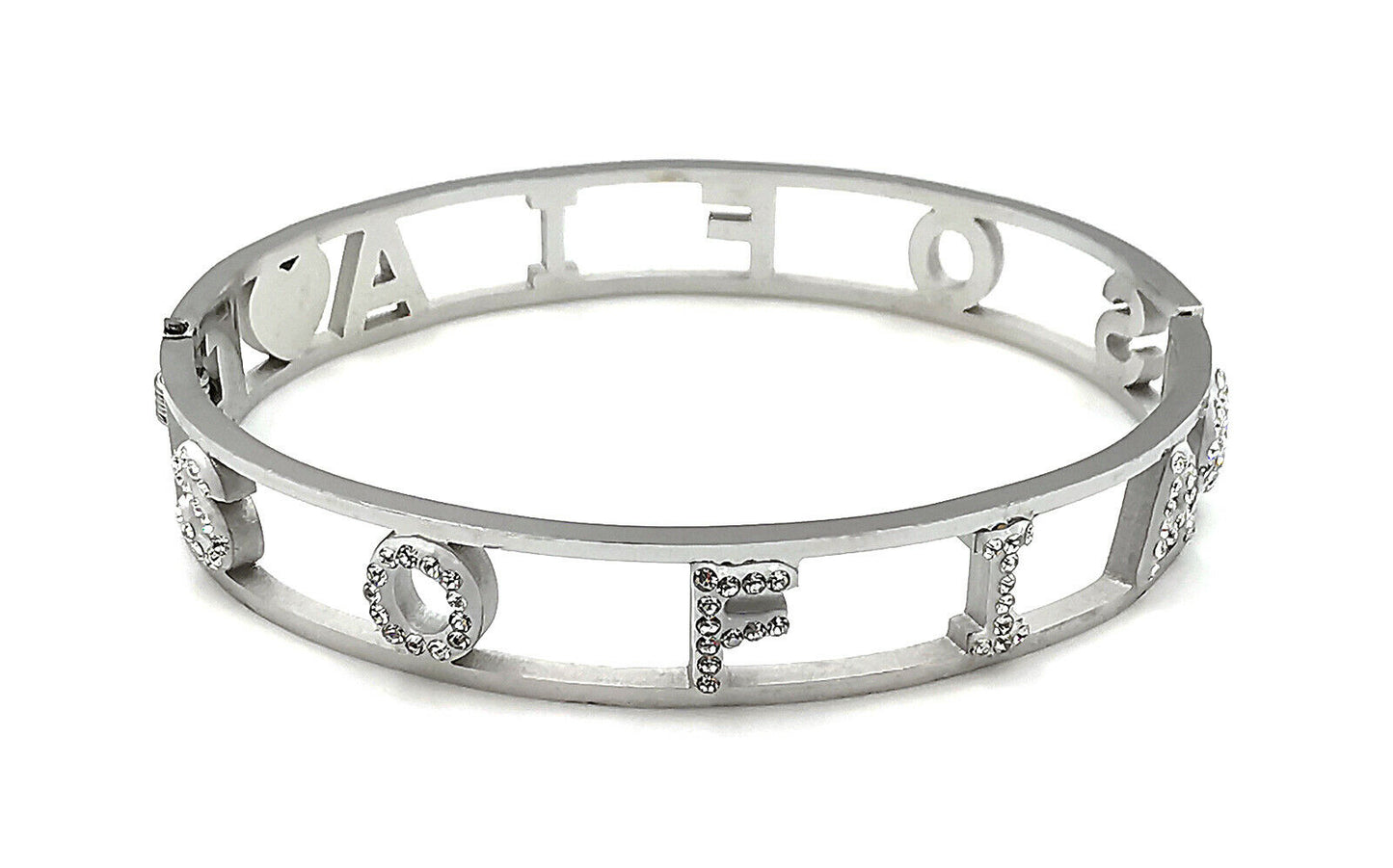 "IL MIO NOME"-BRACCIALE A MANETTA IN ACCIAIO INOSSIDABILE E ZIRCONI