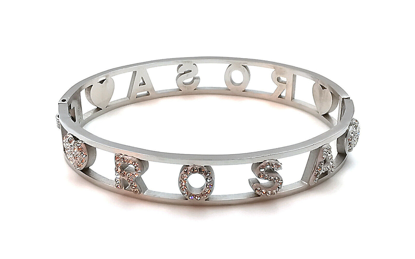 "IL MIO NOME"-BRACCIALE A MANETTA IN ACCIAIO INOSSIDABILE E ZIRCONI