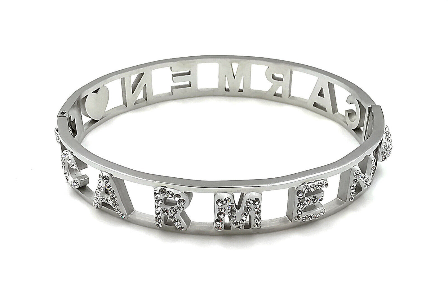 "IL MIO NOME"-BRACCIALE A MANETTA IN ACCIAIO INOSSIDABILE E ZIRCONI