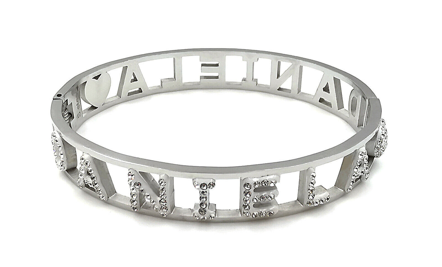 "IL MIO NOME"-BRACCIALE A MANETTA IN ACCIAIO INOSSIDABILE E ZIRCONI