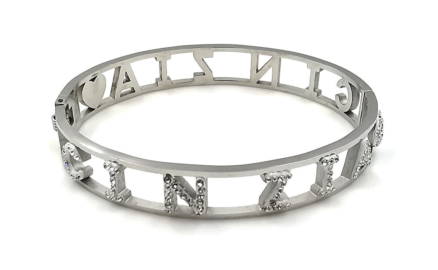 "IL MIO NOME"-BRACCIALE A MANETTA IN ACCIAIO INOSSIDABILE E ZIRCONI