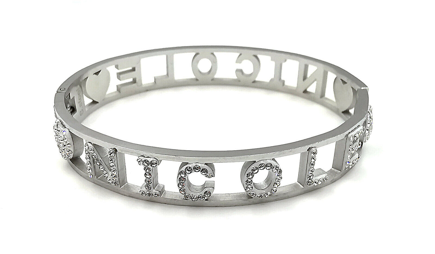 "IL MIO NOME"-BRACCIALE A MANETTA IN ACCIAIO INOSSIDABILE E ZIRCONI