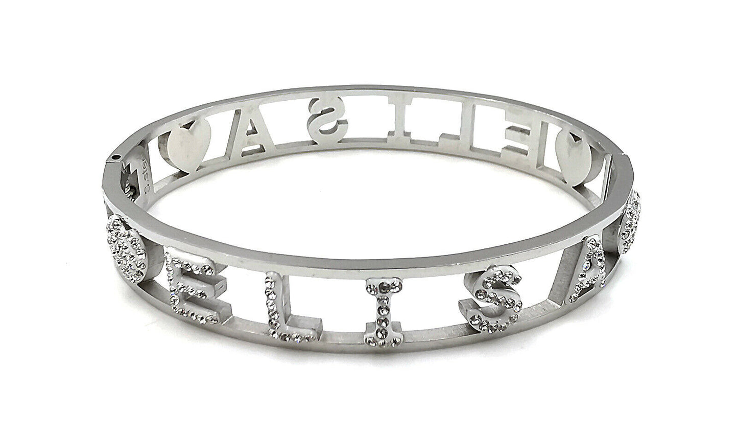 "IL MIO NOME"-BRACCIALE A MANETTA IN ACCIAIO INOSSIDABILE E ZIRCONI