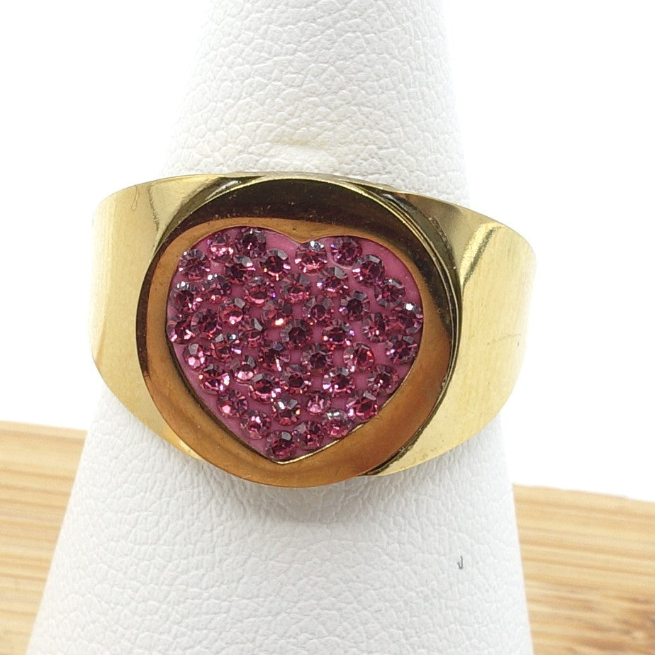 GEMMA ~ chevalier Stainless Steel heart ring-Adjustable size