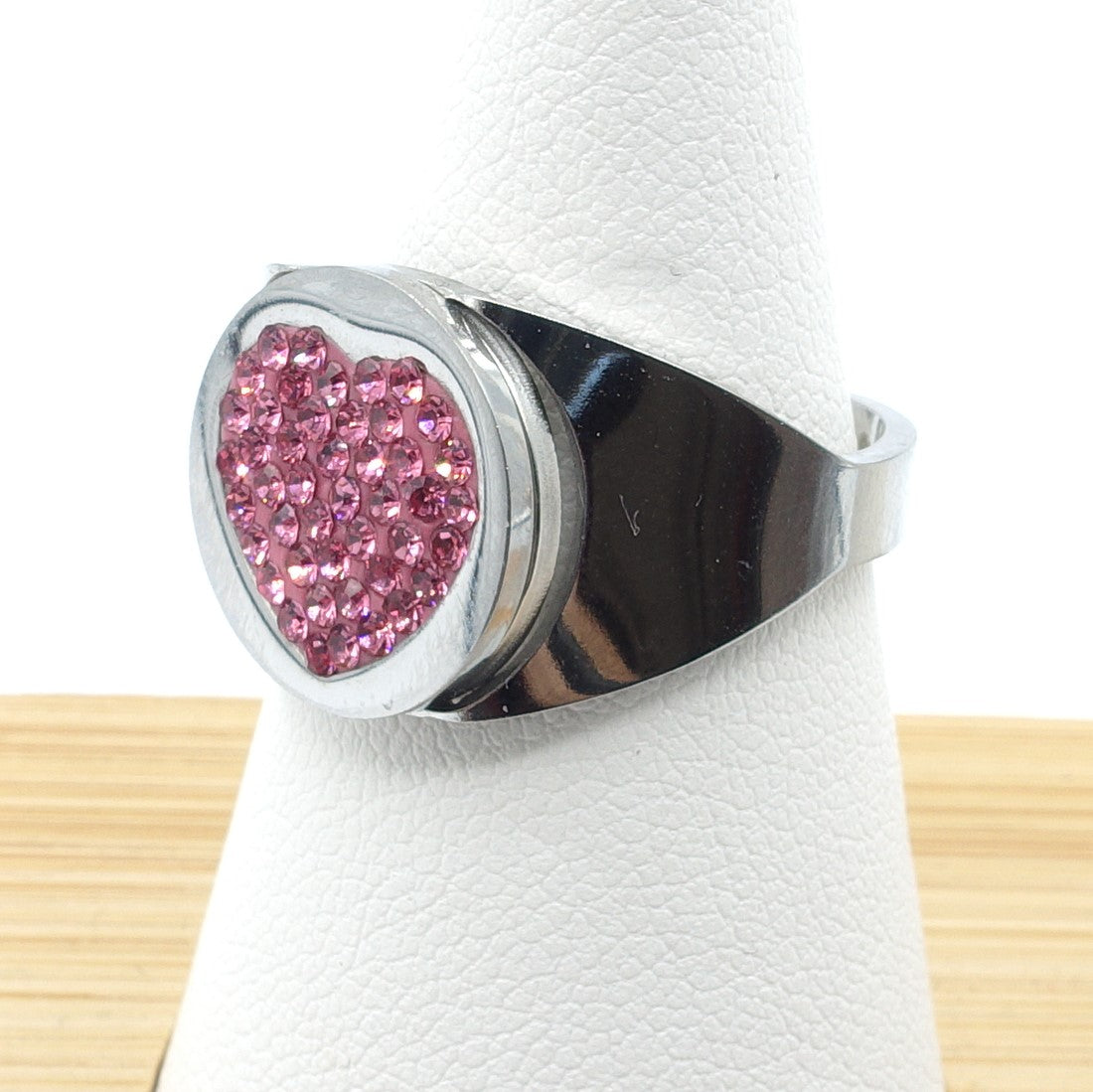 GEMMA ~ chevalier Stainless Steel heart ring-Adjustable size