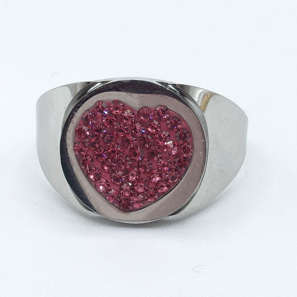 GEMMA ~ chevalier Stainless Steel heart ring-Adjustable size