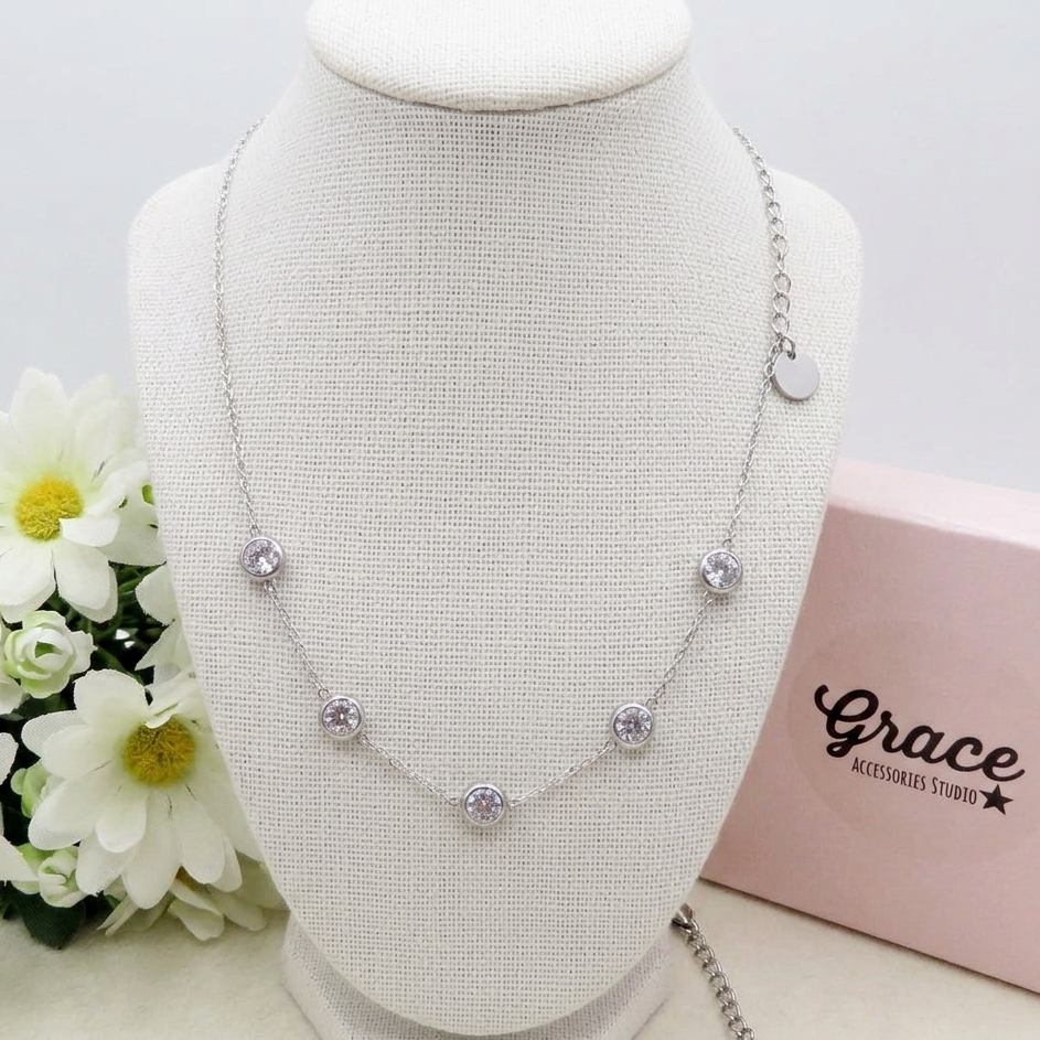 HEATHER - ACCIAIO INOSSIDABILE- Collana GIROCOLLO con cubic zirconia