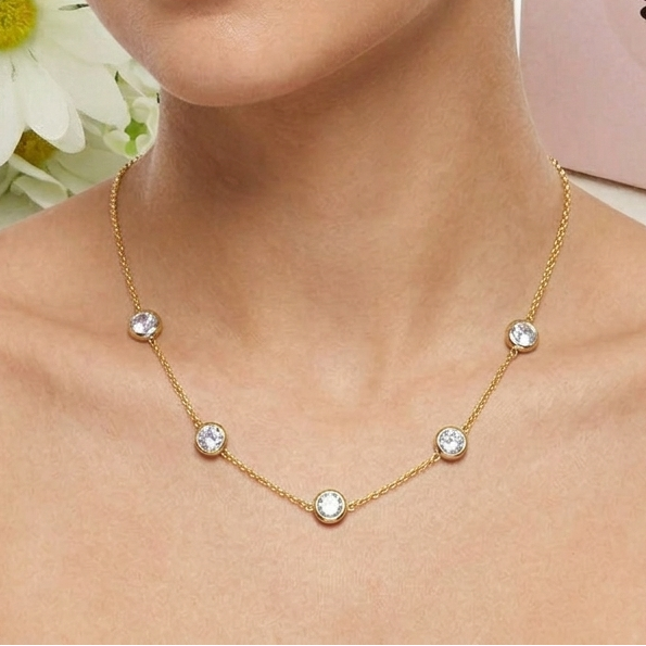 HEATHER - ACCIAIO INOSSIDABILE- Collana GIROCOLLO con cubic zirconia