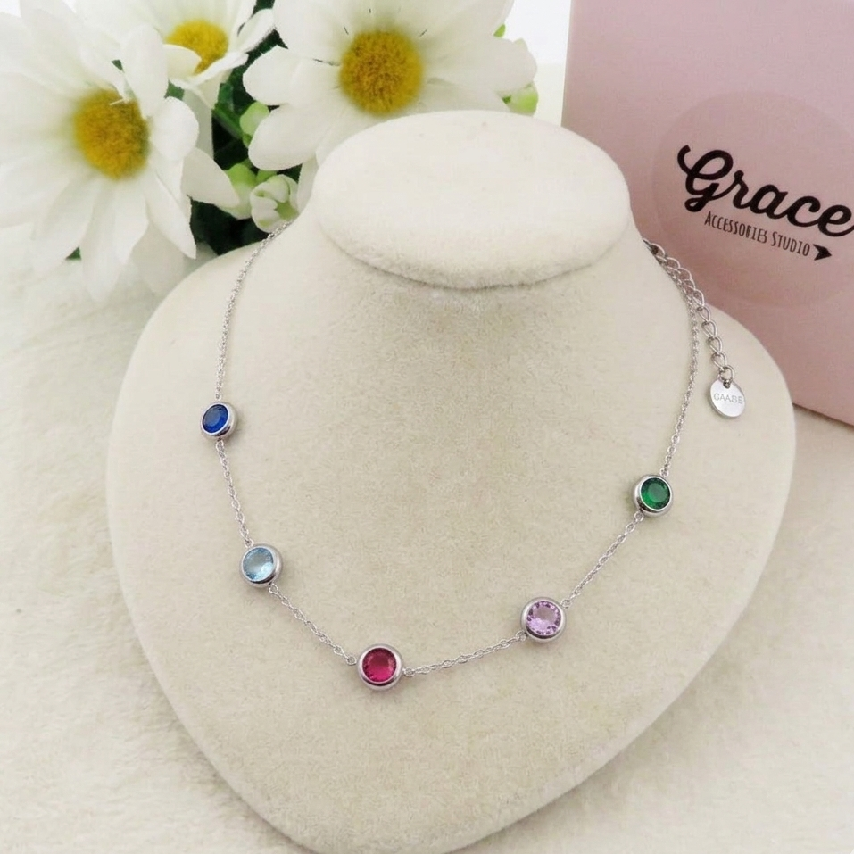 HEATHER - ACCIAIO INOSSIDABILE- Collana GIROCOLLO con cubic zirconia