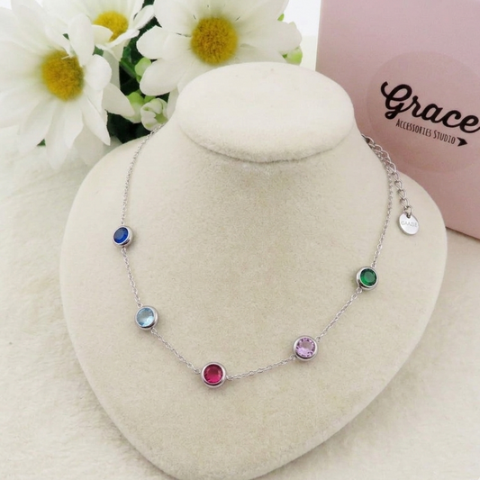 HEATHER - ACCIAIO INOSSIDABILE- Collana GIROCOLLO con cubic zirconia
