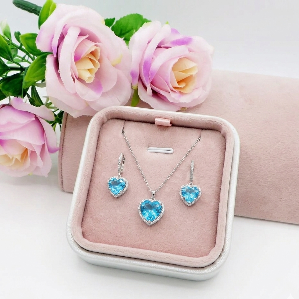 DIANA - set AZZURRO - collana + orecchini + ANELLO