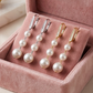 AUDREY PENDANTS ~ Orecchini pendenti con hoop zirconato e perle