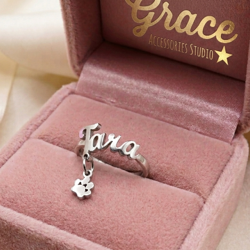 Anello Nome PERSONALIZZATO 🐾 Zampa - ACCIAIO INOSSIDABILE regolabile