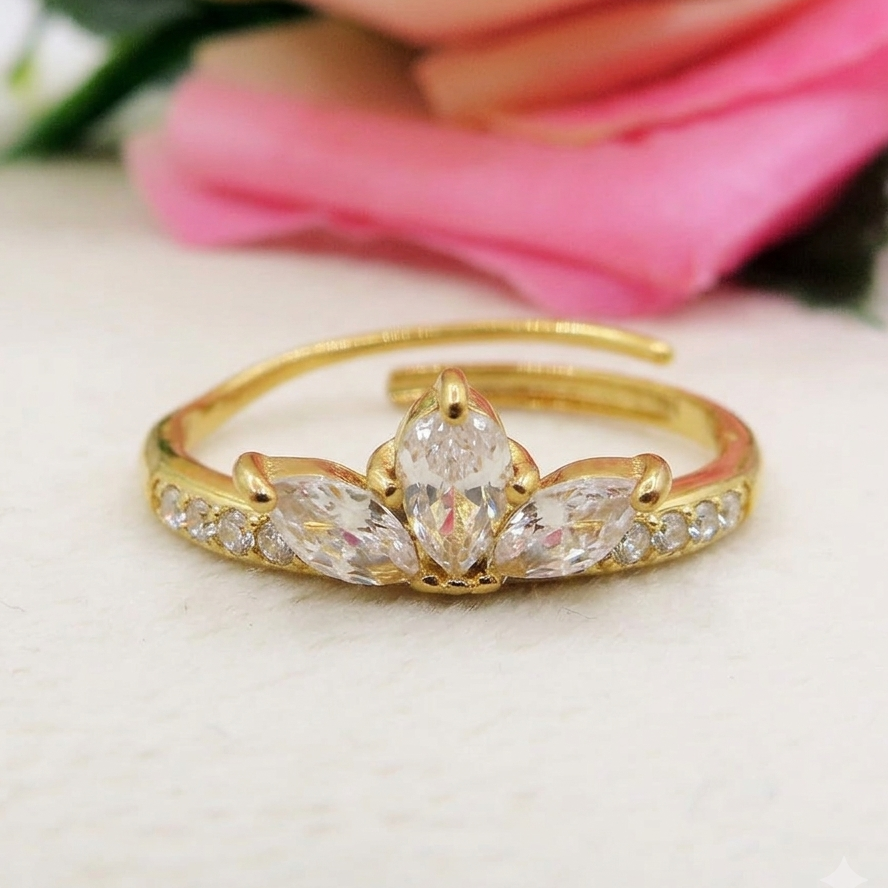 MARQUISE Anello regolabile in ACCIAIO inossidabile con cubic zirconia taglio marquise