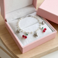 CHERRY PEARLS BRACELET  - ACCIAIO inossidabile - Bracciale catena charms frutta CILIEGIE + cuori bombè