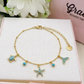 ARUBA ~ Cavigliera con charms marini in ACCIAIO INOSSIDABILE 316L + cubic zirconia tartaruga, delfino, stella marina