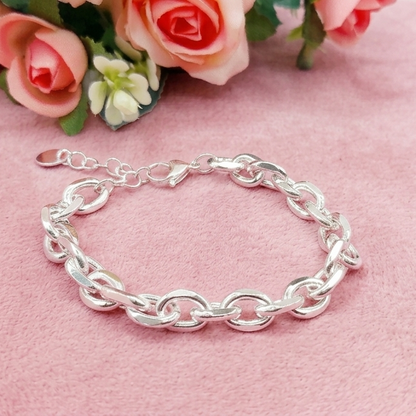 GROUMETTE degrade' bagnato ARGENTO ~ Bracciale UNISEX in ACCIAIO INOSSIDABILE