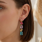 PRISM PENDANTS ~ paio Orecchini ACCIAIO INOSSIDABILE pendenti con pietre in cubic zirconia