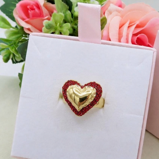 MICHELLE Anello - ACCIAIO INOSSIDABILE Cocktail ring a cuore regolabile con cubic zirconia