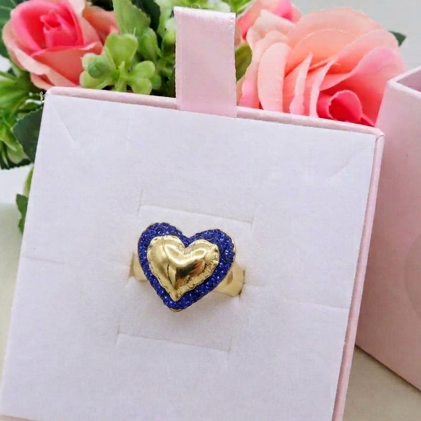 MICHELLE Anello - ACCIAIO INOSSIDABILE Cocktail ring a cuore regolabile con cubic zirconia