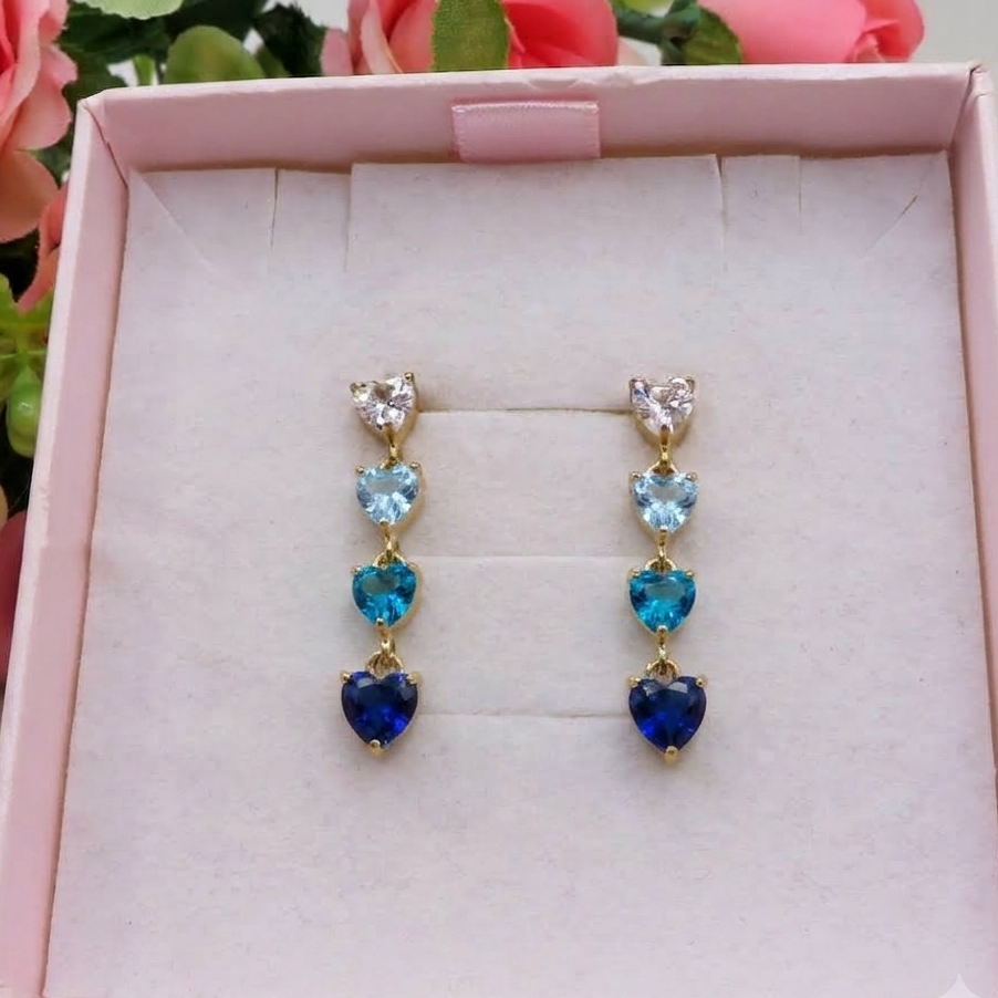 CHERIE DEGRADE' PENDENTI - acciaio inossidabile- Orecchini pendenti in cubic zirconia a forma di cuore