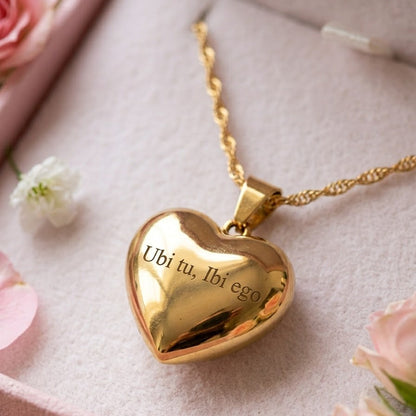 LOVE BOMBÈ PERSONALIZZAMI ~ ACCIAIO INOSSIDABILE - Collana ciondolo cuore bombè + incisione personalizzata