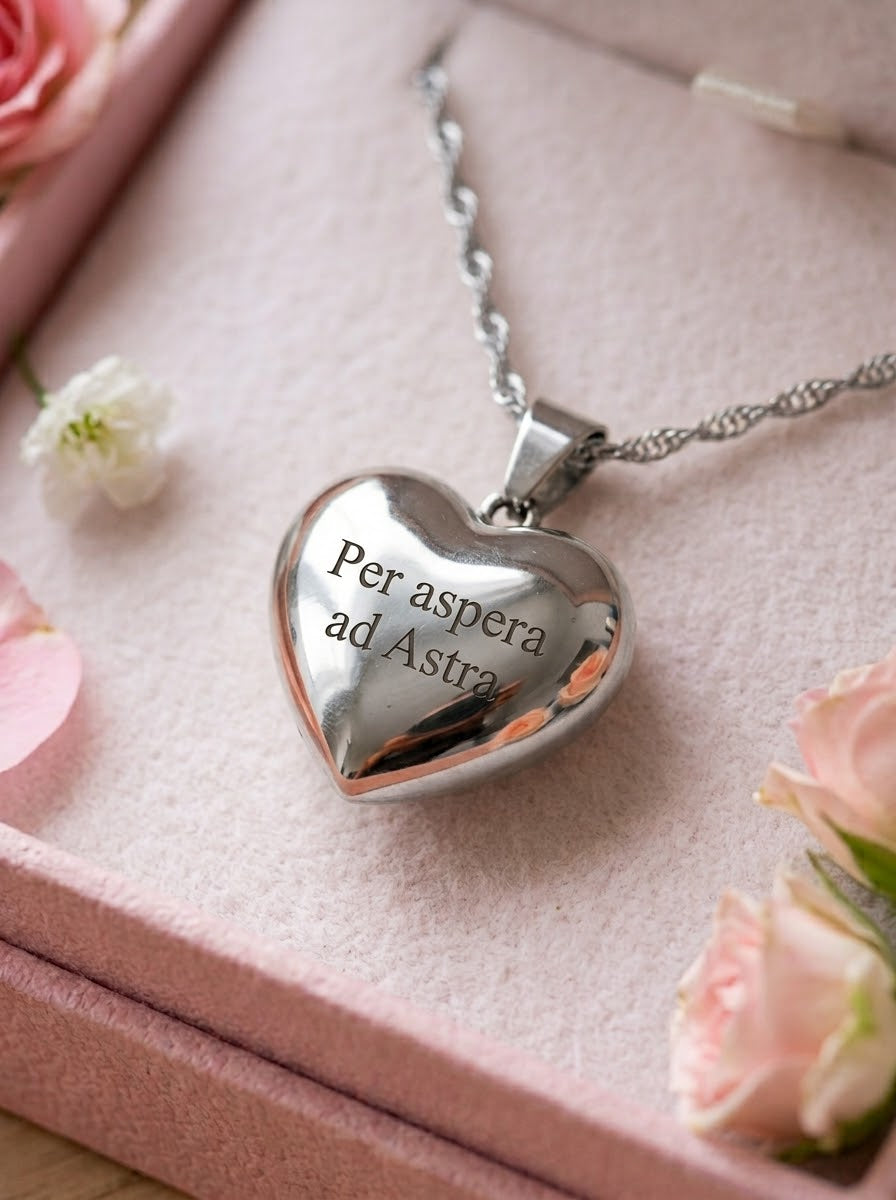 LOVE BOMBÈ PERSONALIZZAMI ~ ACCIAIO INOSSIDABILE - Collana ciondolo cuore bombè + incisione personalizzata