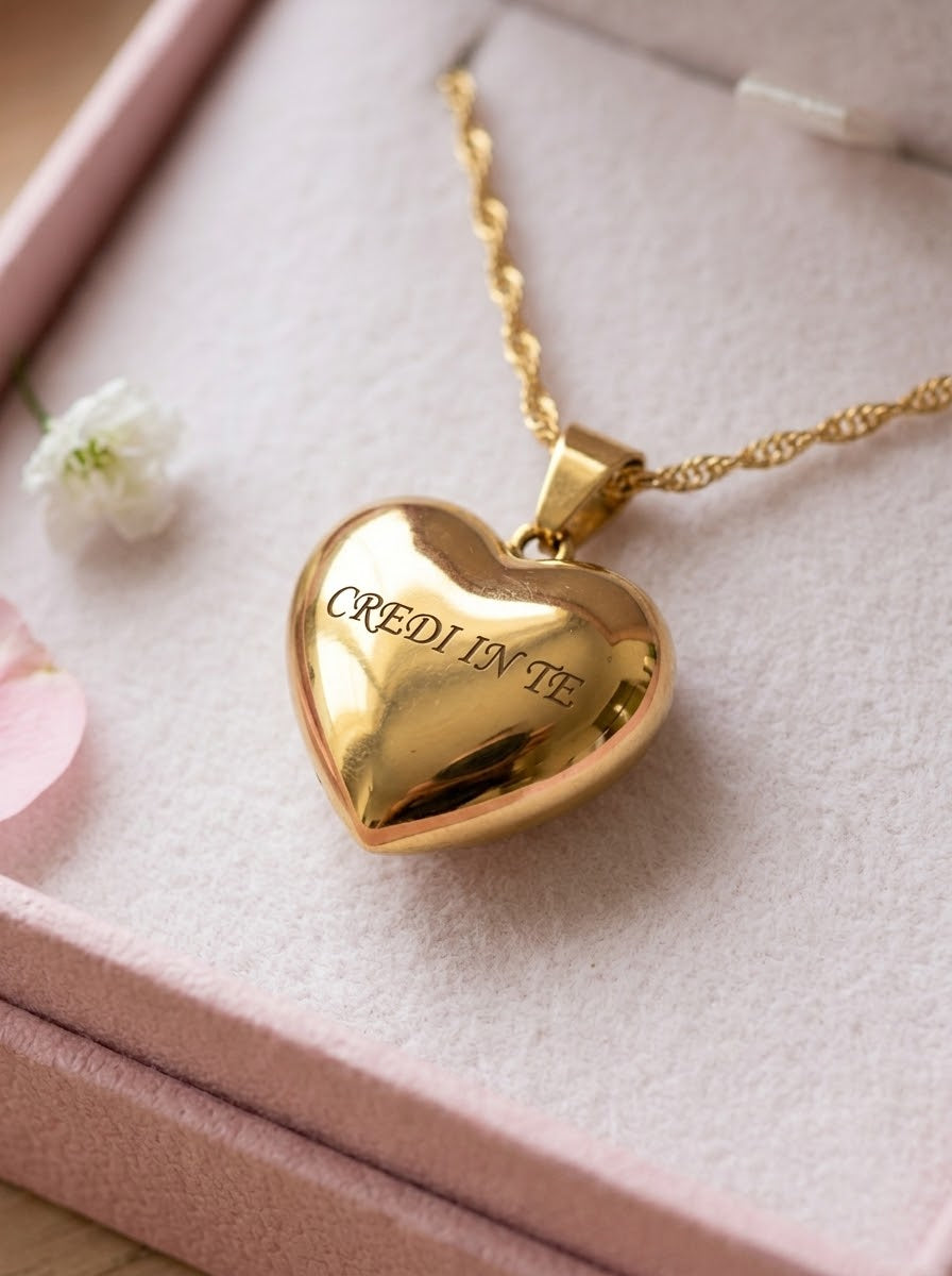 LOVE BOMBÈ PERSONALIZZAMI ~ ACCIAIO INOSSIDABILE - Collana ciondolo cuore bombè + incisione personalizzata