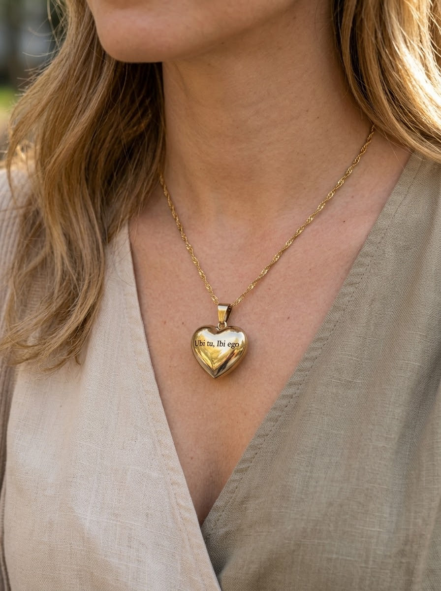 LOVE BOMBÈ PERSONALIZZAMI ~ ACCIAIO INOSSIDABILE - Collana ciondolo cuore bombè + incisione personalizzata