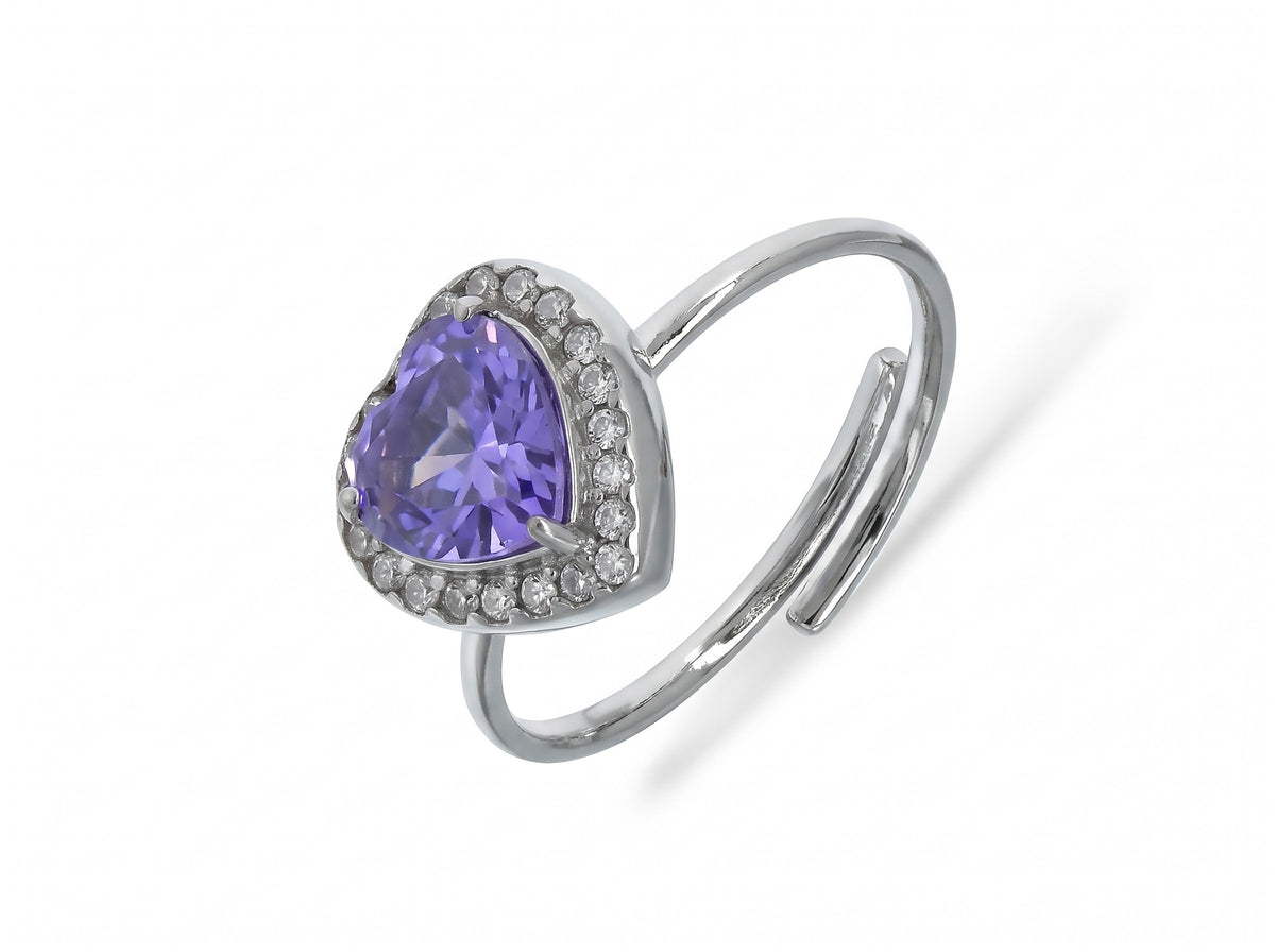 BLAIR ~ ACCIAIO INOSSIDABILE ~ Anello a cuore con Cubic Zirconia- Regolabile