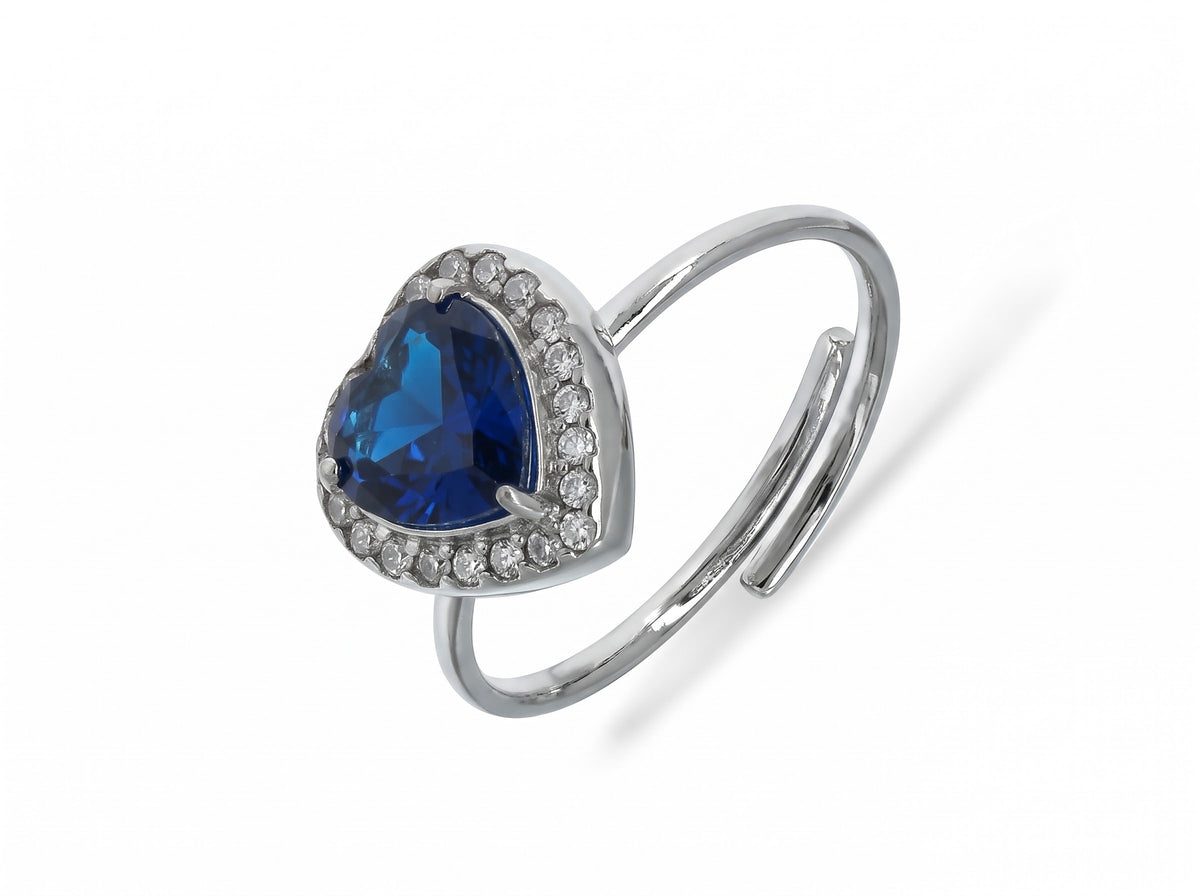 BLAIR ~ ACCIAIO INOSSIDABILE ~ Anello a cuore con Cubic Zirconia- Regolabile