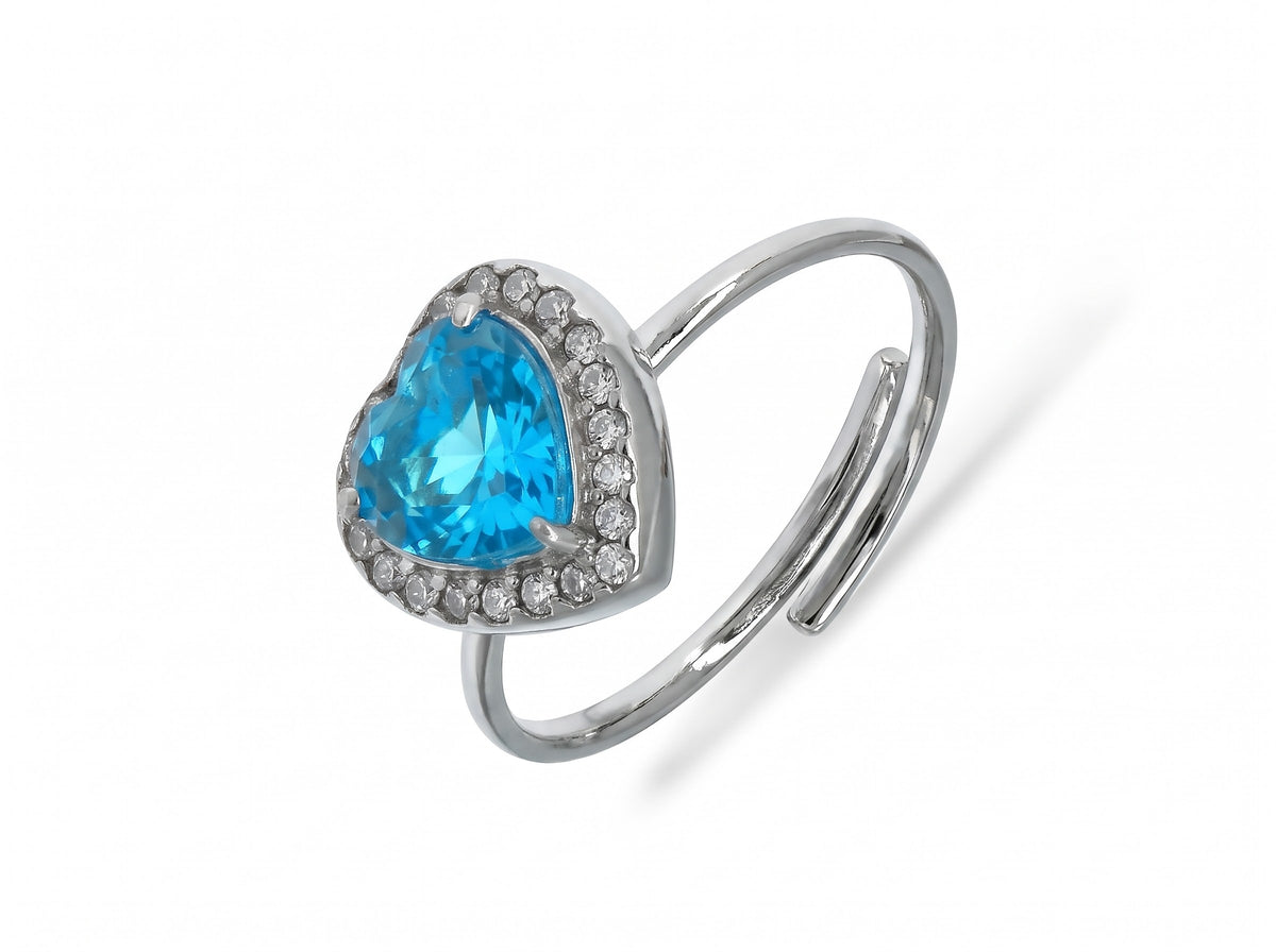 BLAIR ~ ACCIAIO INOSSIDABILE ~ Anello a cuore con Cubic Zirconia- Regolabile