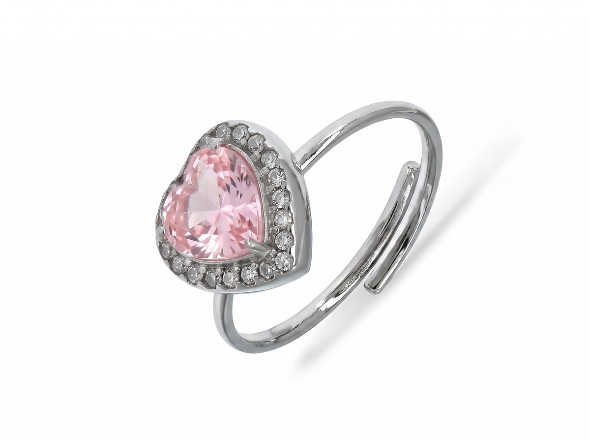 BLAIR ~ ACCIAIO INOSSIDABILE ~ Anello a cuore con Cubic Zirconia- Regolabile