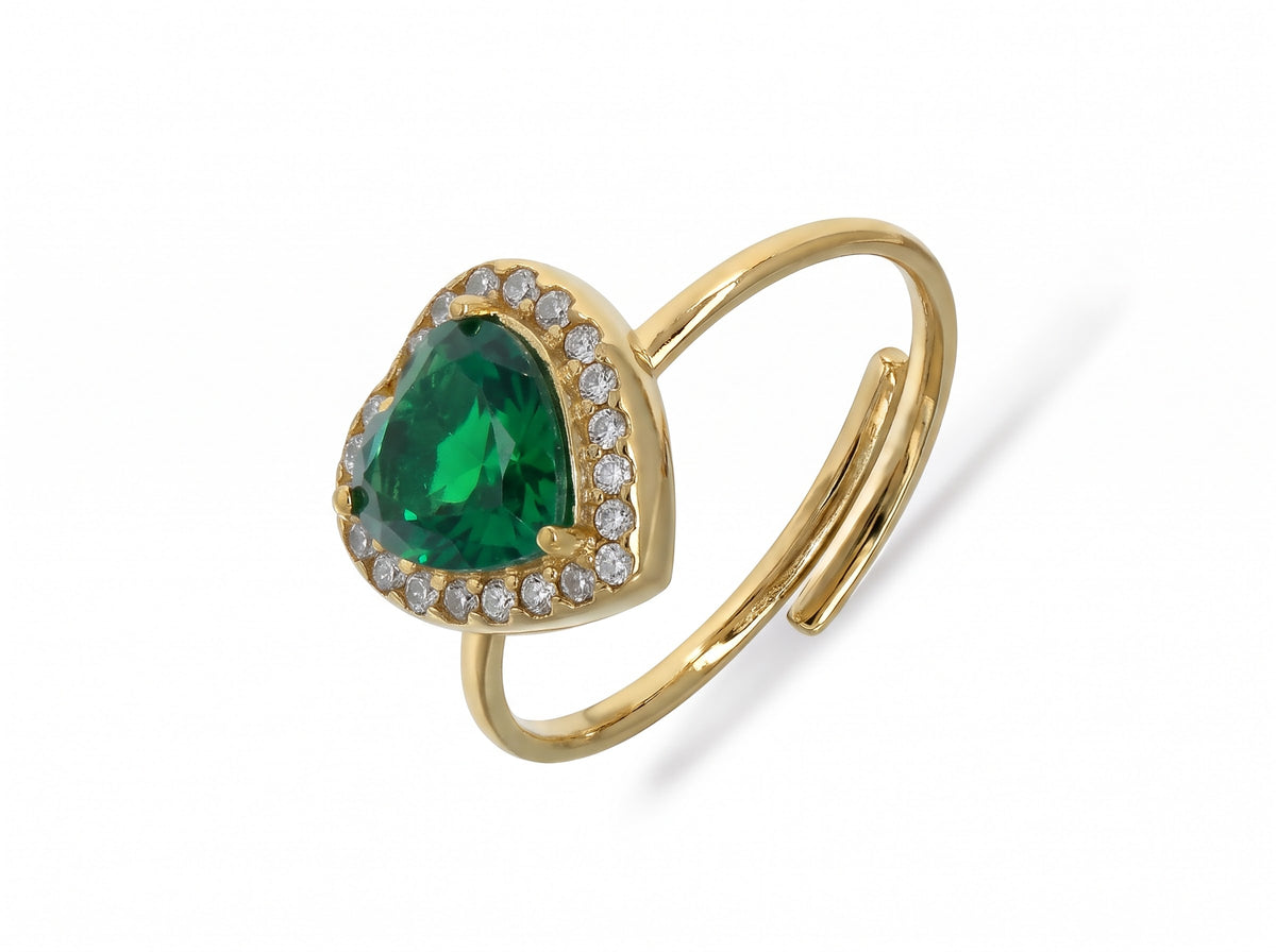 BLAIR ~ ACCIAIO INOSSIDABILE ~ Anello a cuore con Cubic Zirconia- Regolabile