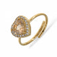 BLAIR ~ ACCIAIO INOSSIDABILE ~ Anello a cuore con Cubic Zirconia- Regolabile